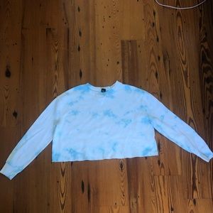 Wild Fable Blue Tie-Dye Long Sleeve Crop Top